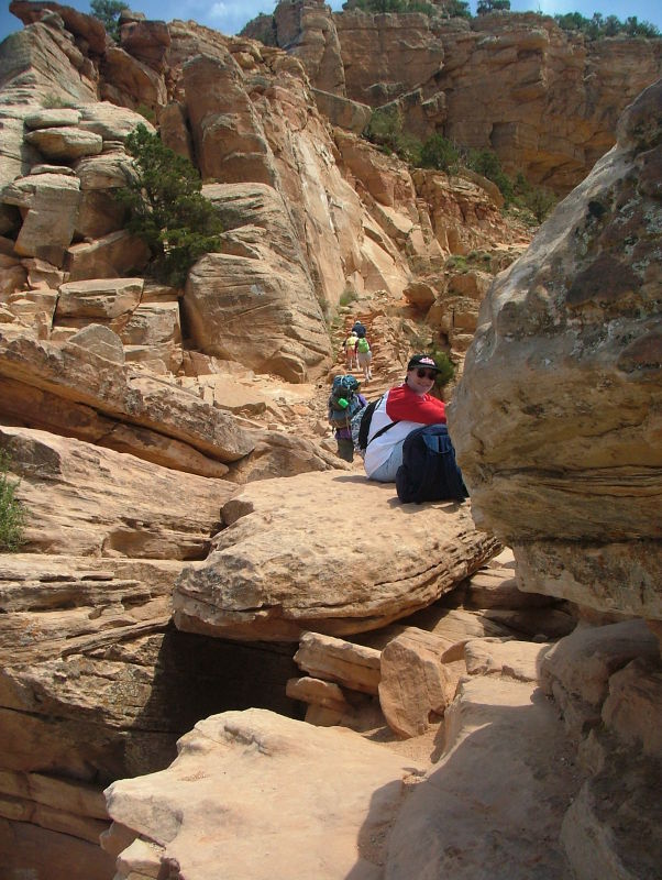 Jo enjoying the break at Oh Ah Point, South Kaibab Trail, The Grand Canyon, Arizona