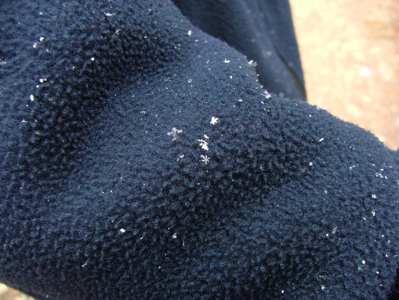 Snowflakes settling on Jo's top, Bryce Canyon, Utah