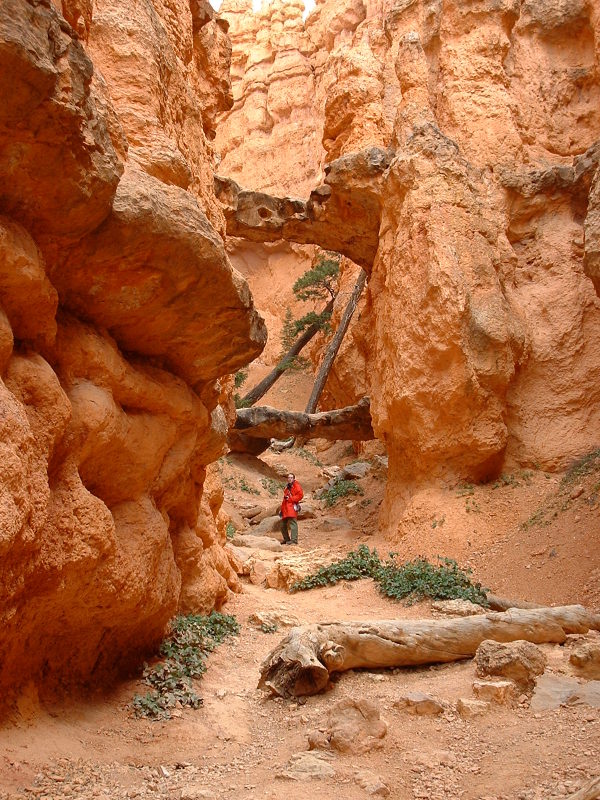 Rob under Two Bridges on the Navajo Trail, Bryce Canyon, Utah