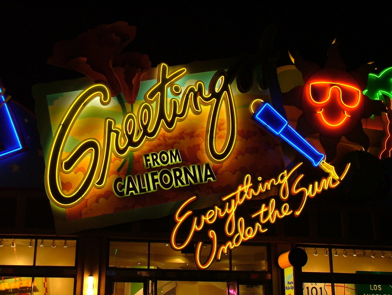 One of the shops at night Disney's California Adventure, Anaheim, California