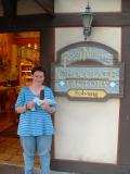 Jo with a frozen, chocolatedipped slice of cheesecake  Yum ...