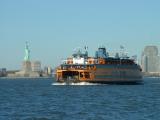 Passing another Staten Island Ferry, with New York City in background