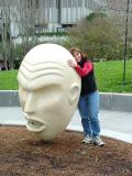 Frances hugging art, Jo & Frances in San Francisco, California