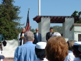 From left, Father Gary Turner, The Honourable John Olson, and The Honourable Rob Taylor, Anzac Day Ceremony, Los Angeles National Ceremony, Wilshire, Los Angeles, California