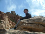 Rob's Dad enjoying the break at Oh Ah Point, South Kaibab Trail, The Grand Canyon, Arizona