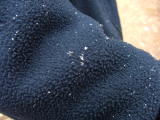 Snowflakes settling on Jo's top, Bryce Canyon, Utah